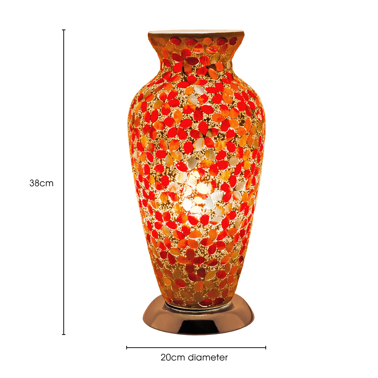 Red Flower Medium Mosaic Glass Vase Lamp