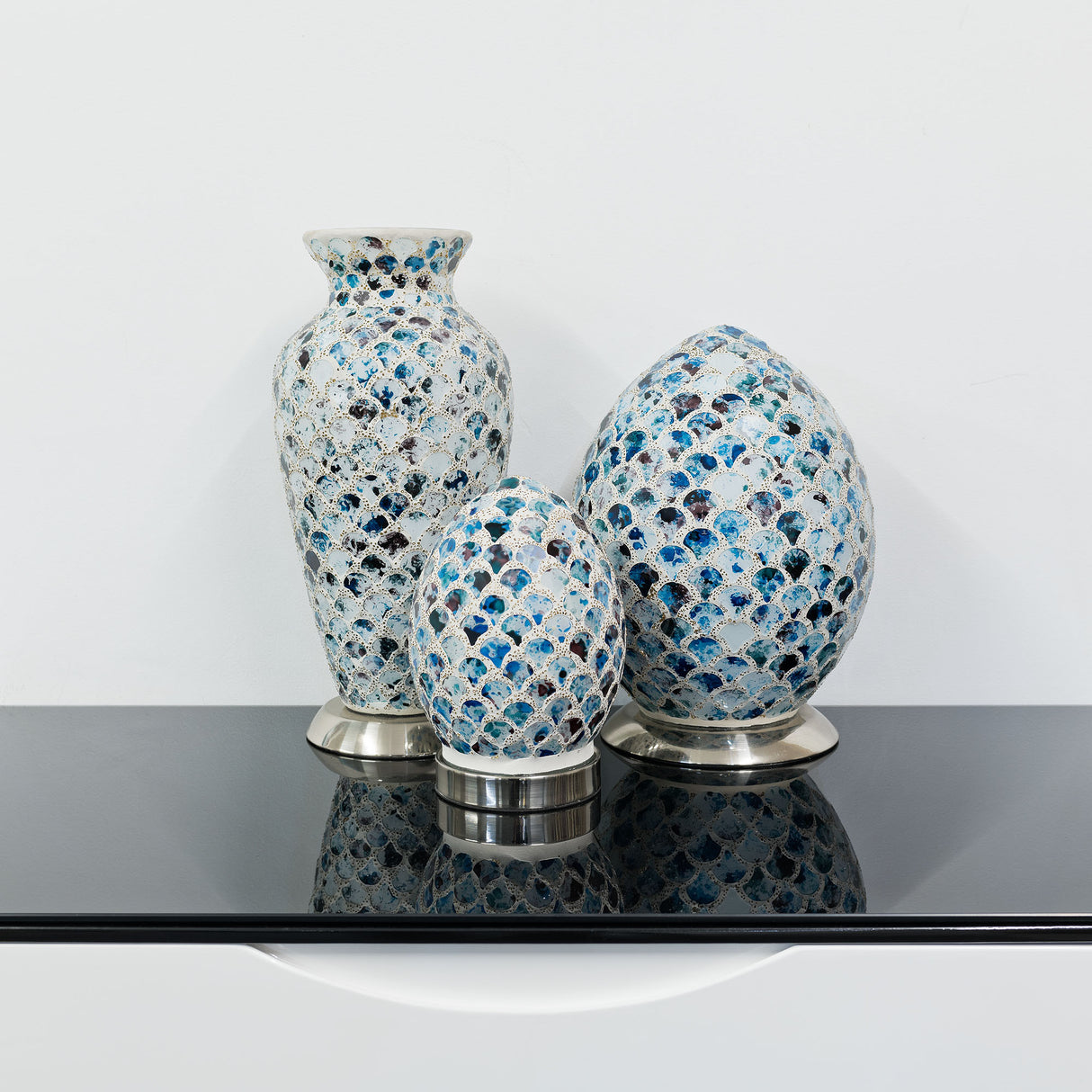 Blue Tile Mosaic Egg Lamp