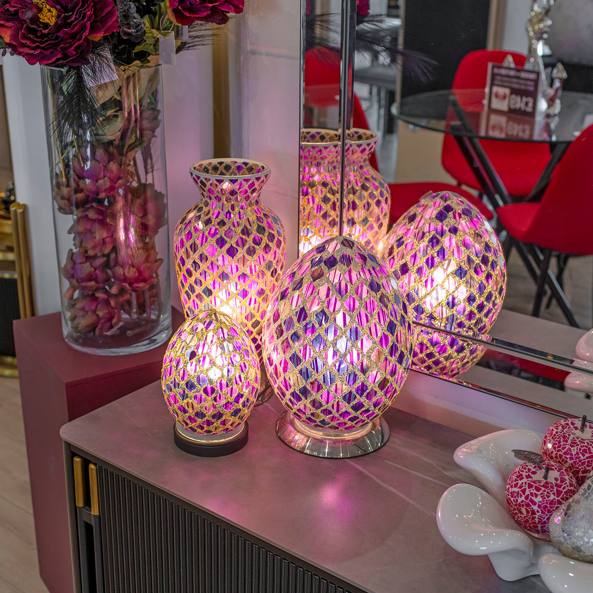 Purple Tile Mosaic Egg Lamp