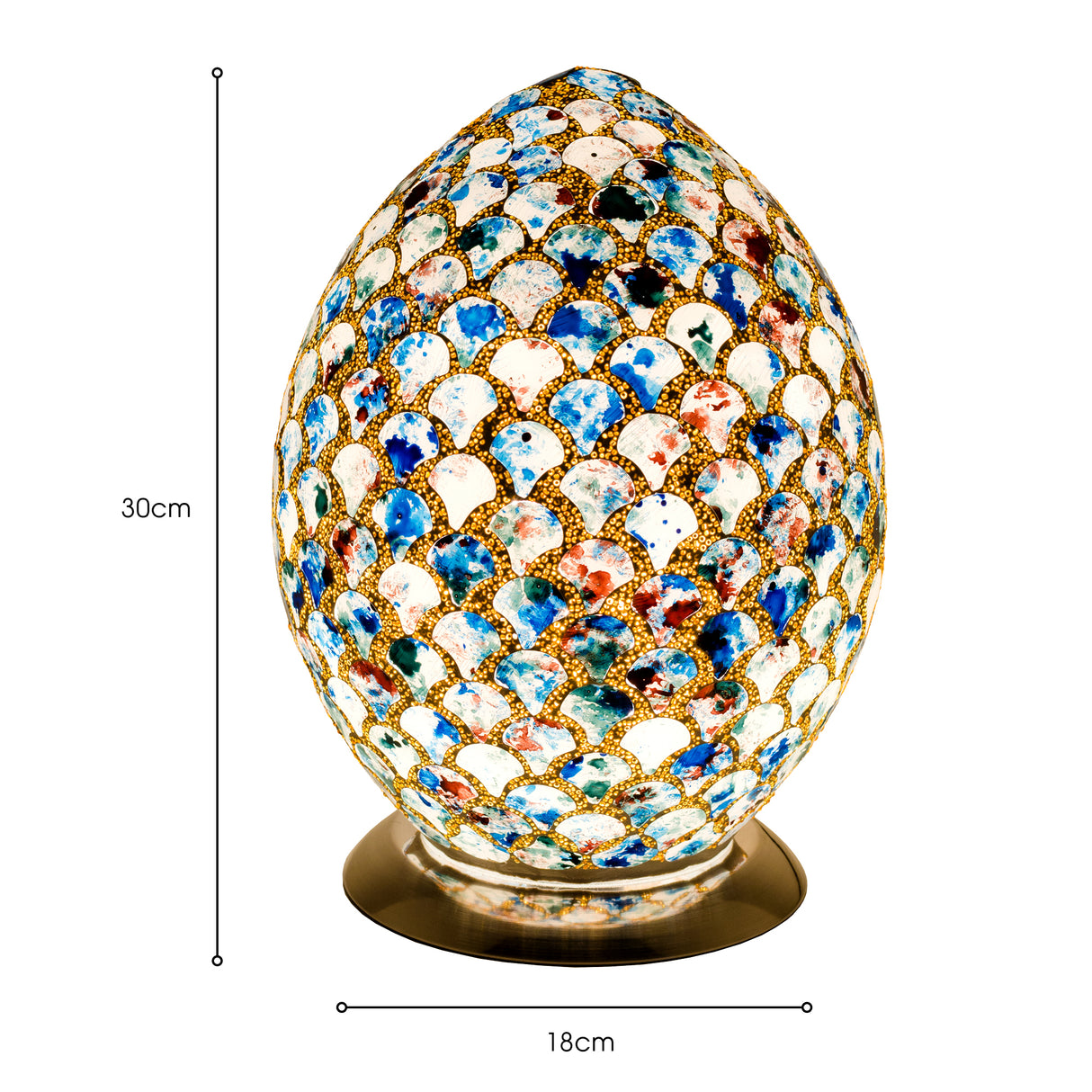 Blue Tile Mosaic Egg Lamp