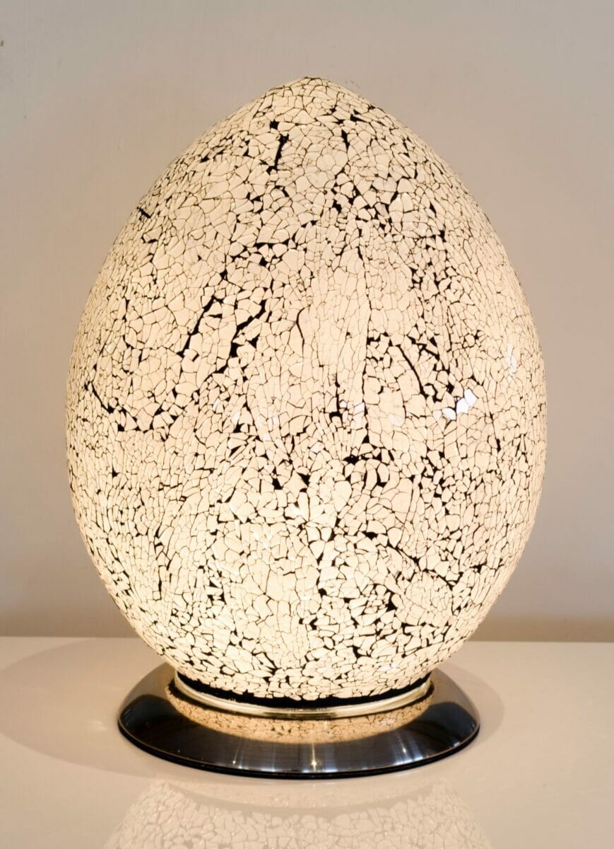 White Mosaic Egg Lamp