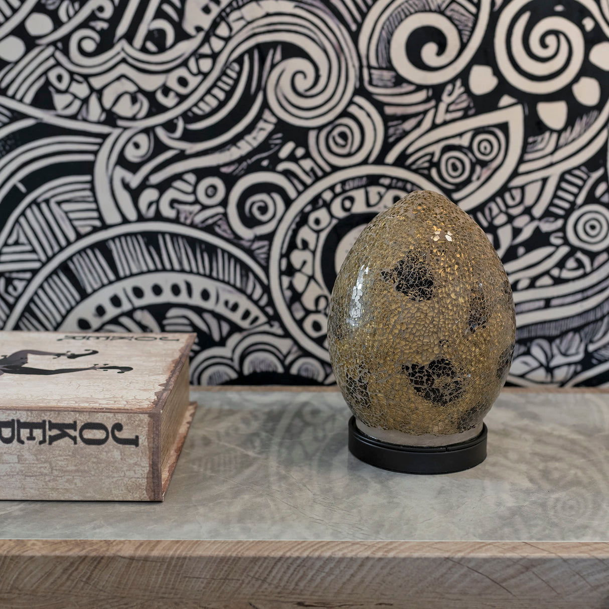 Autumn Gold Mini Mosaic Egg Lamp