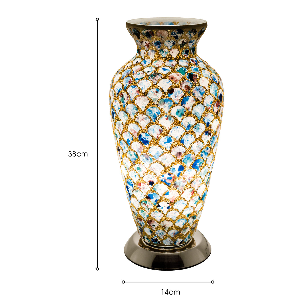 Blue Tile Mosaic Vase Lamp