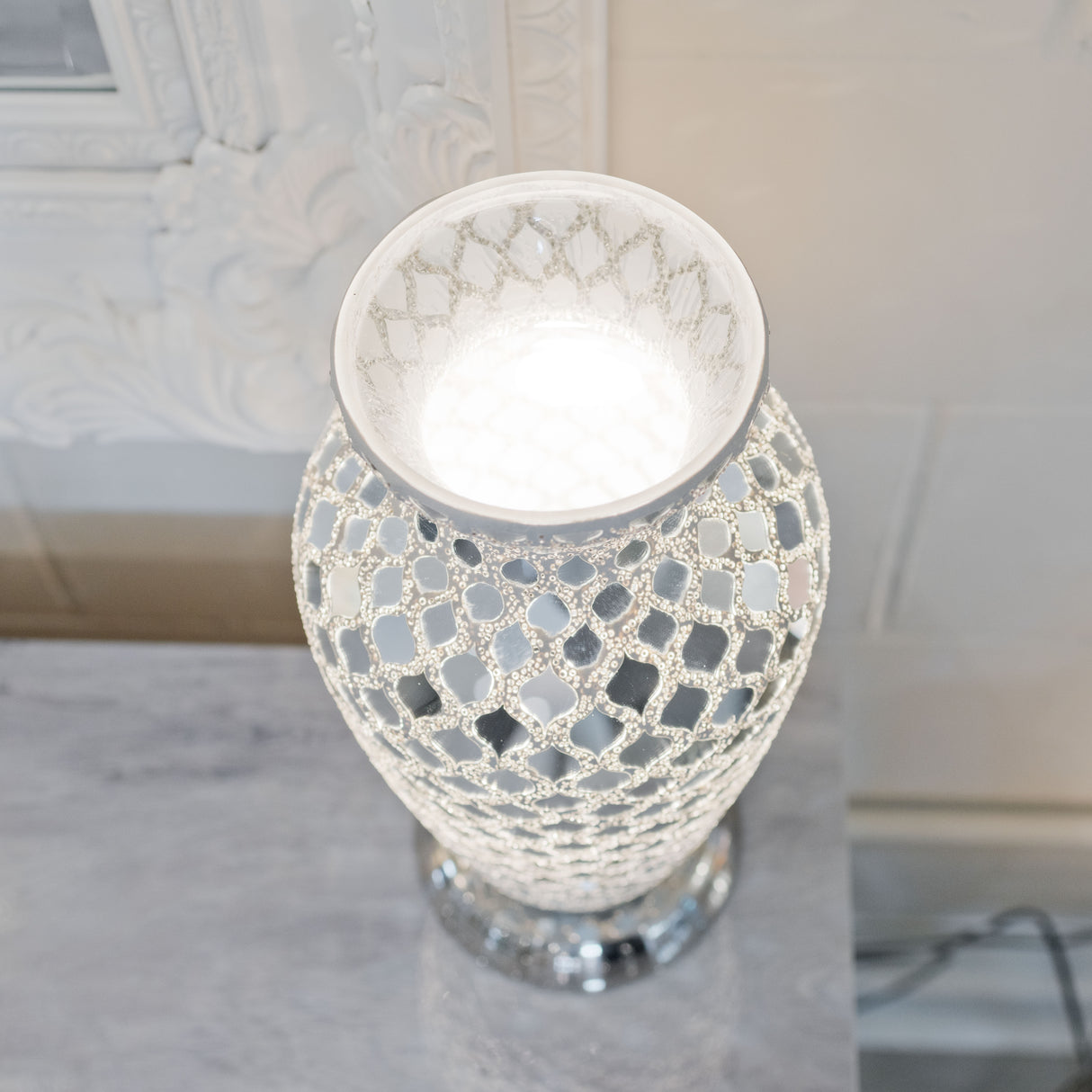 Mirrored Tile Mosaic Vase Lamp