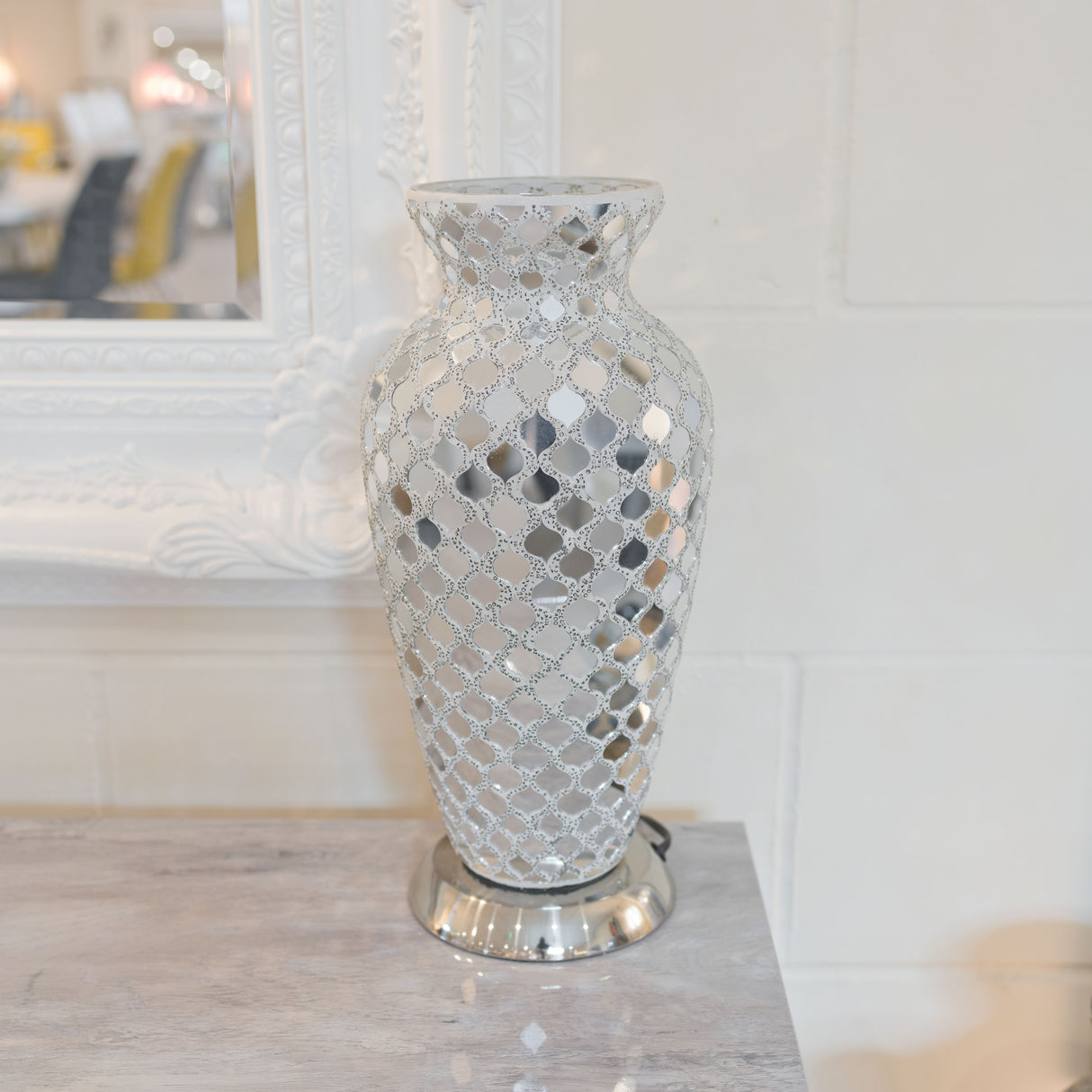 Mirrored Tile Mosaic Vase Lamp