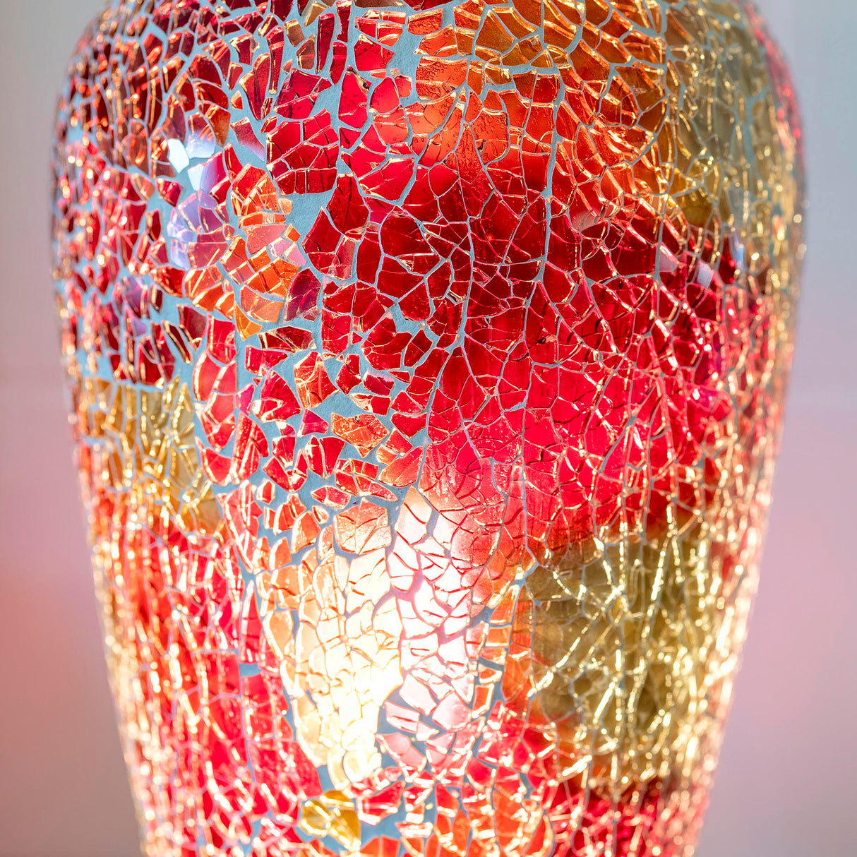 Orange & Red Mosaic Vase Lamp