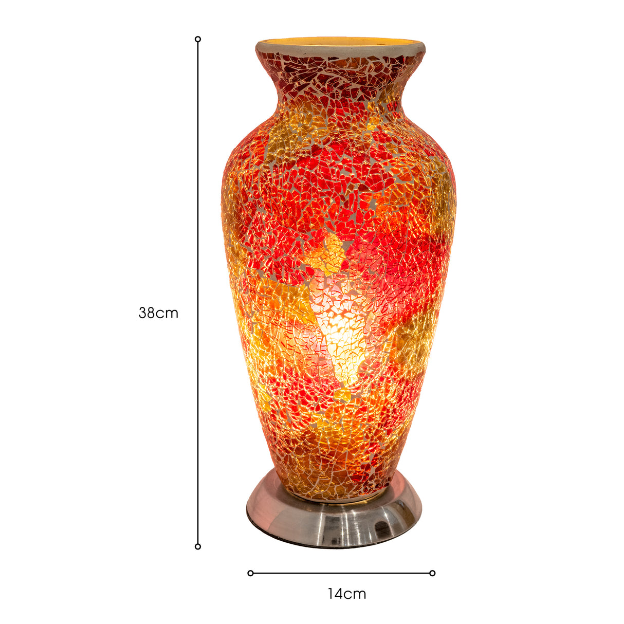 Orange & Red Mosaic Vase Lamp
