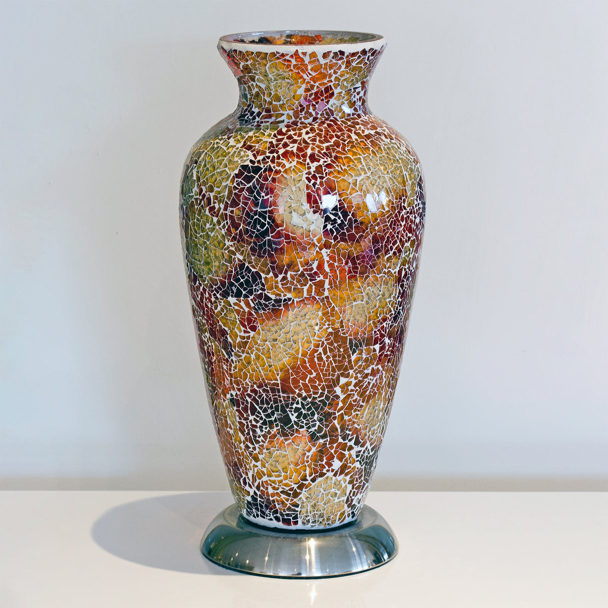 Orange & Red Mosaic Vase Lamp