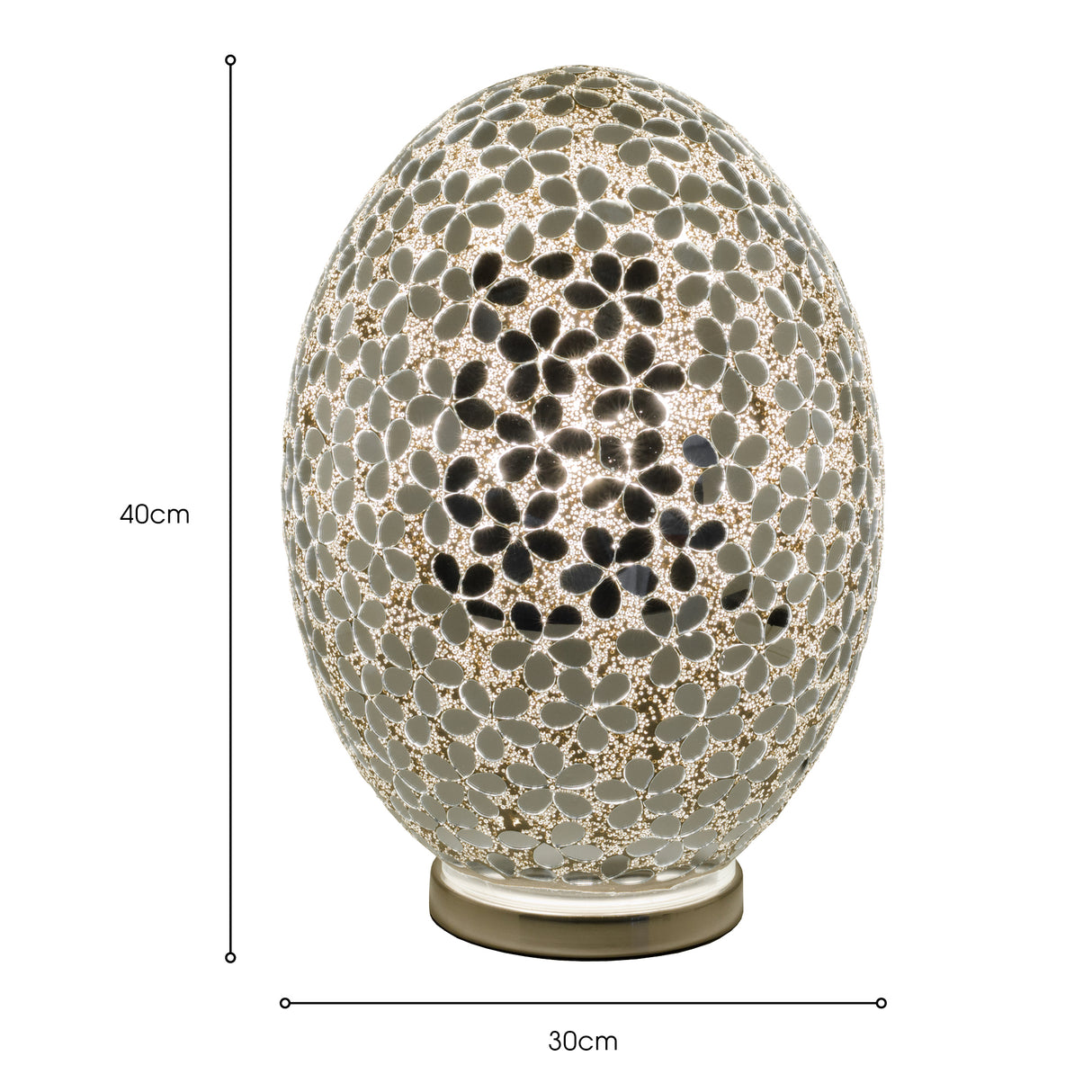 Mirrored Flower Design Large Mosaic Glass Egg Lamp