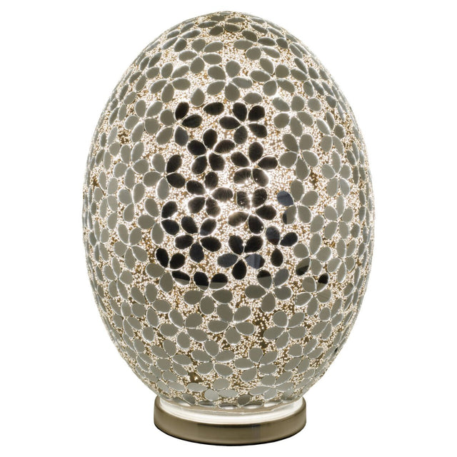 Mirrored Flower Design Large Mosaic Glass Egg Lamp