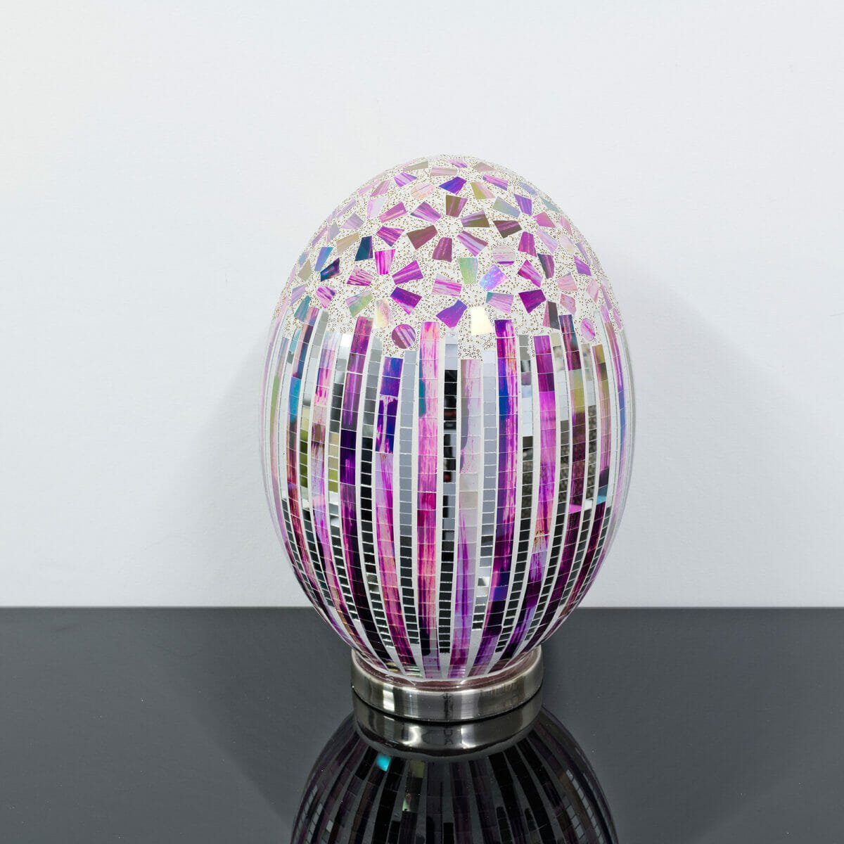 Rose Deco Large Mosaic Glass Egg Lamp Off