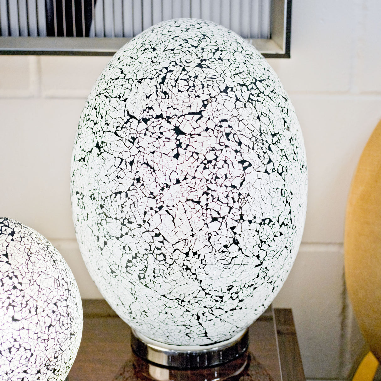 Giant White Mosaic Egg Lamp
