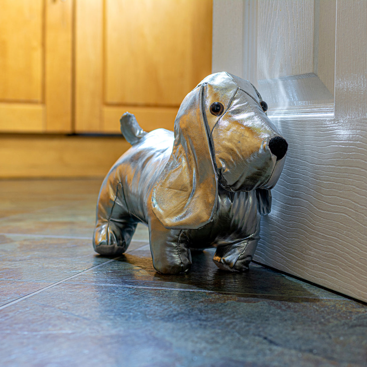 Silver Doggy Door Stop