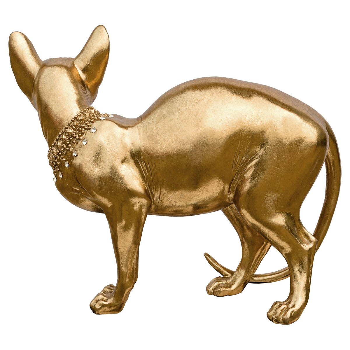Golden sphynx cat statuette back