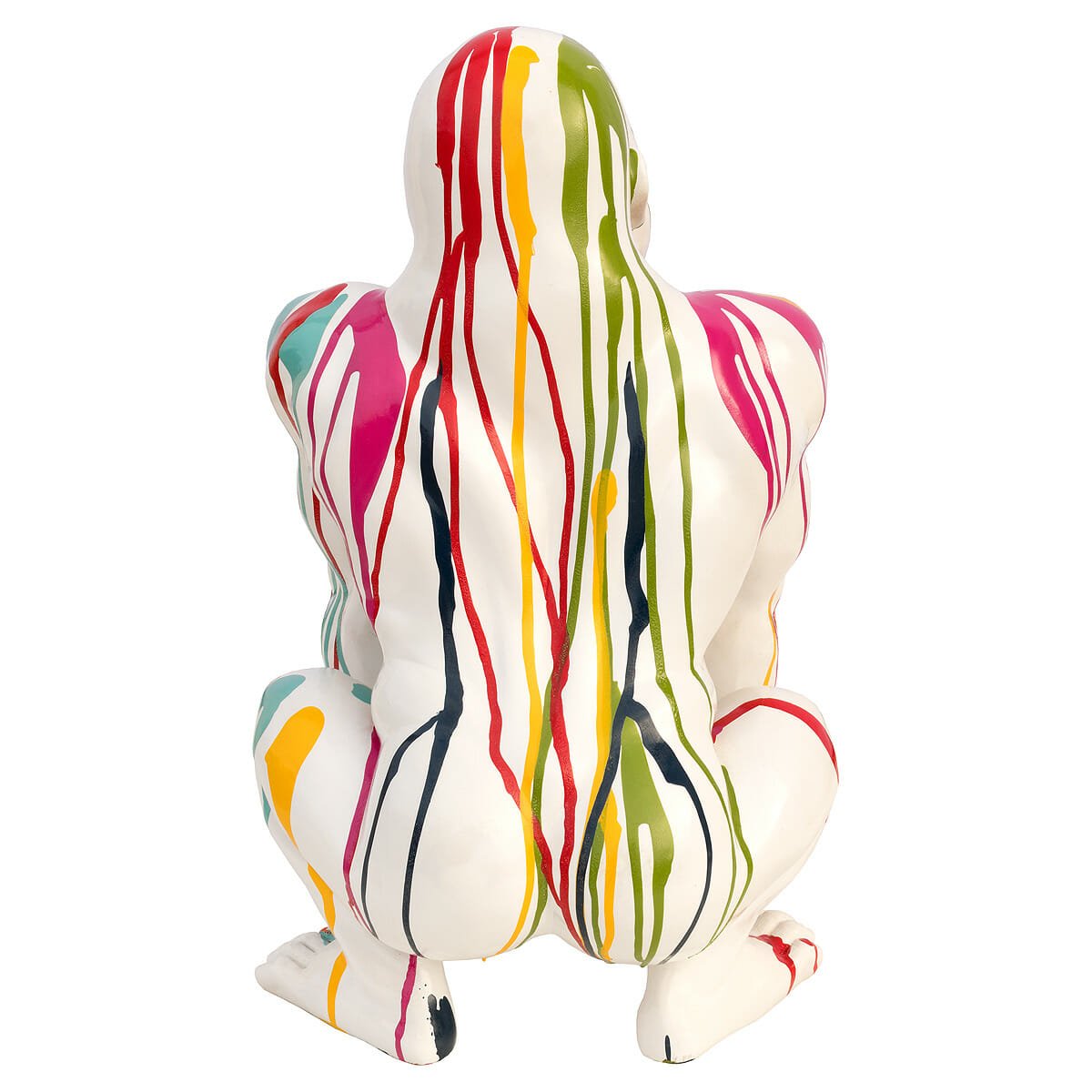 Paint Dripped Gorilla Monkey Sculpture White