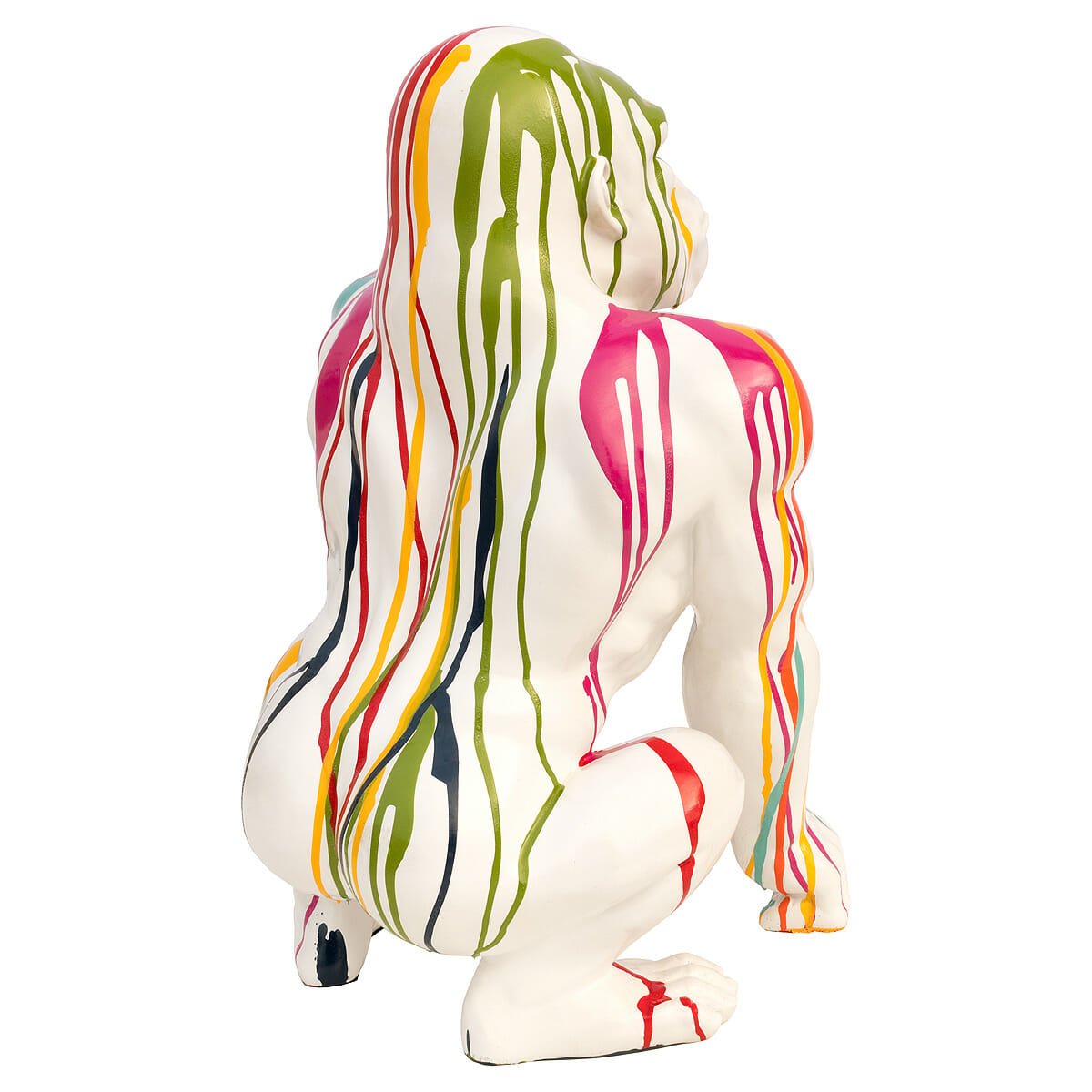 Paint Dripped Gorilla Monkey Sculpture White