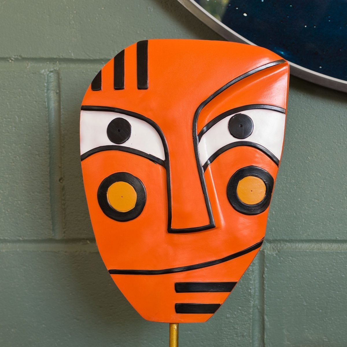Abstract Orange Face Art Sculpture Close Up