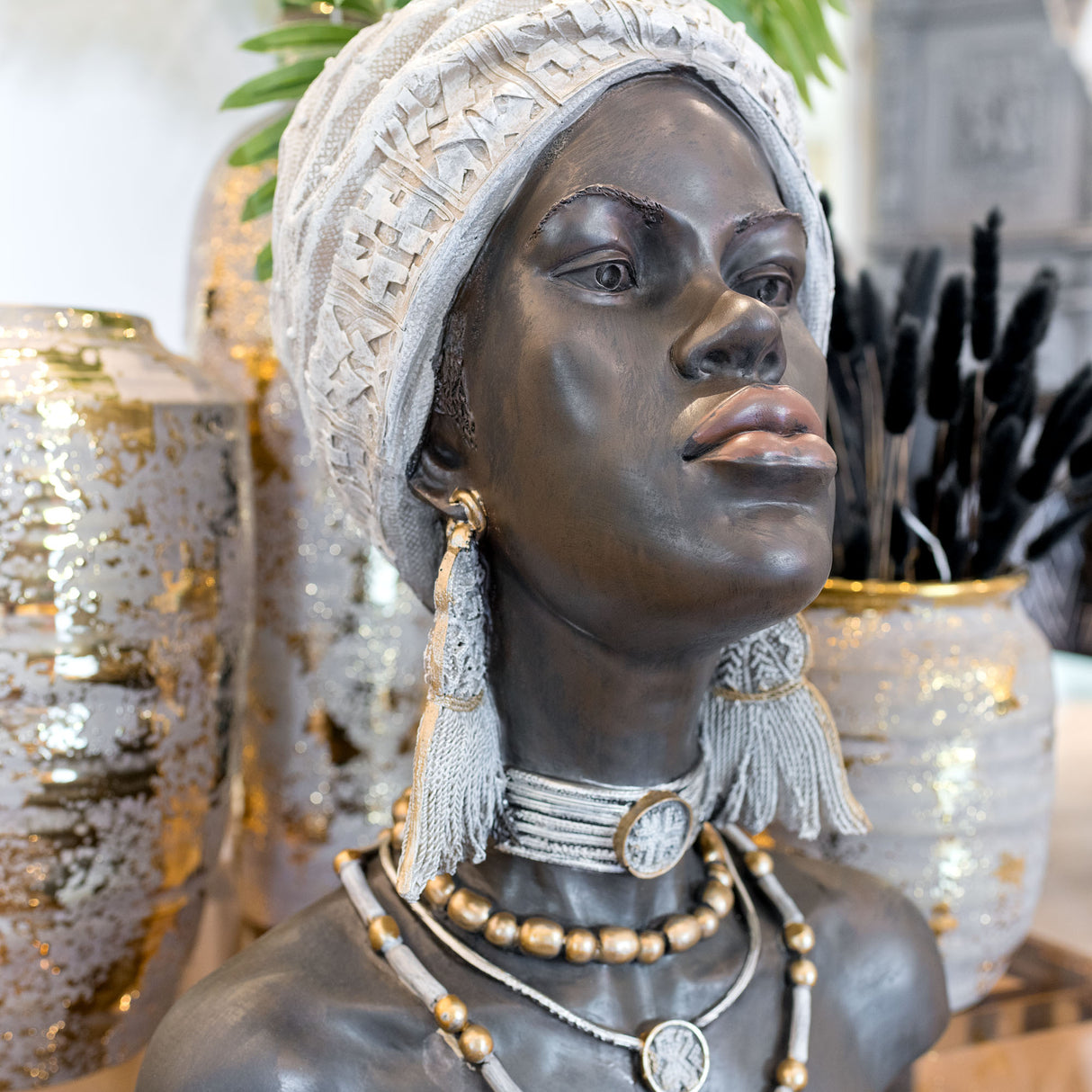 African Woman Bust Statue - Large