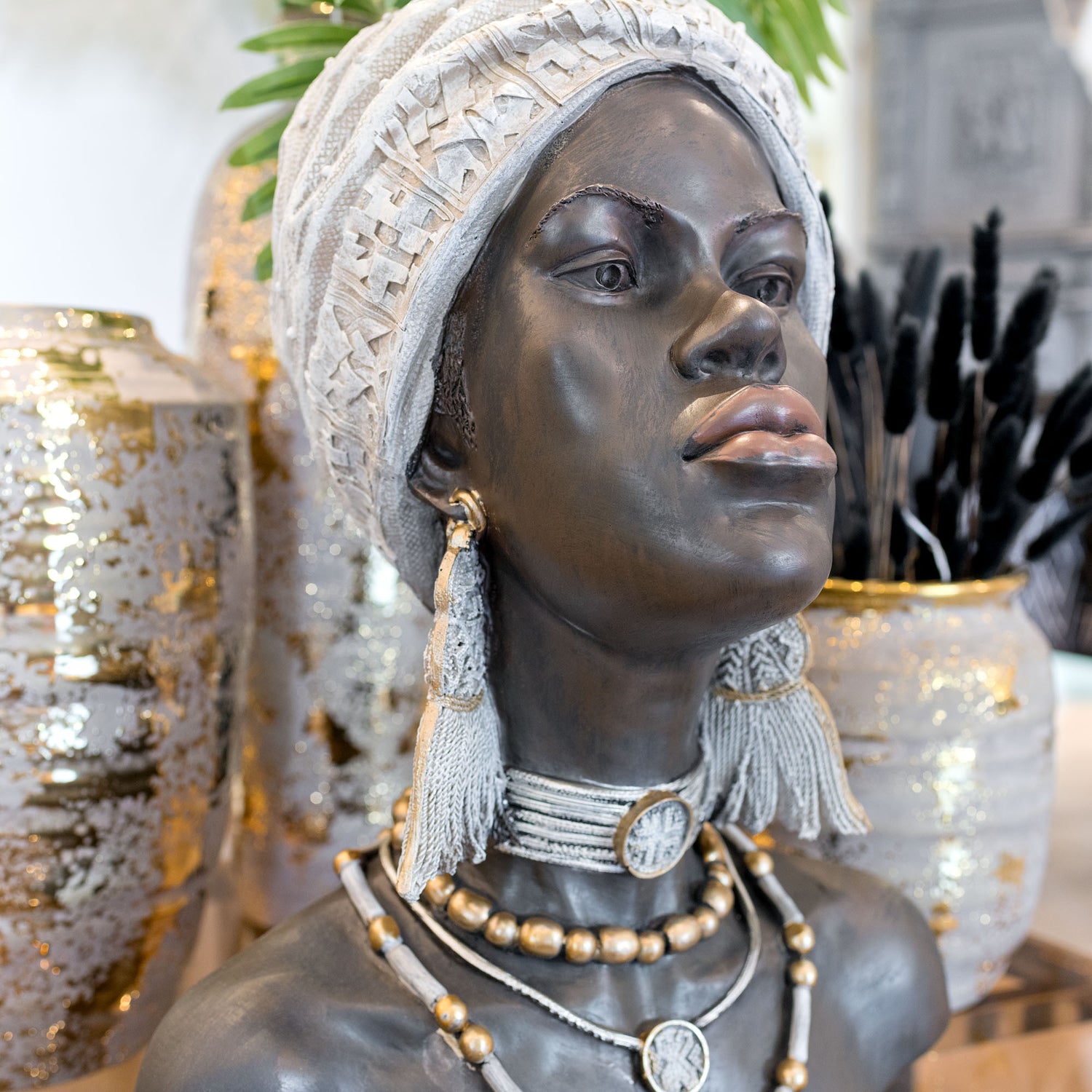 African Woman Bust Statue - Large