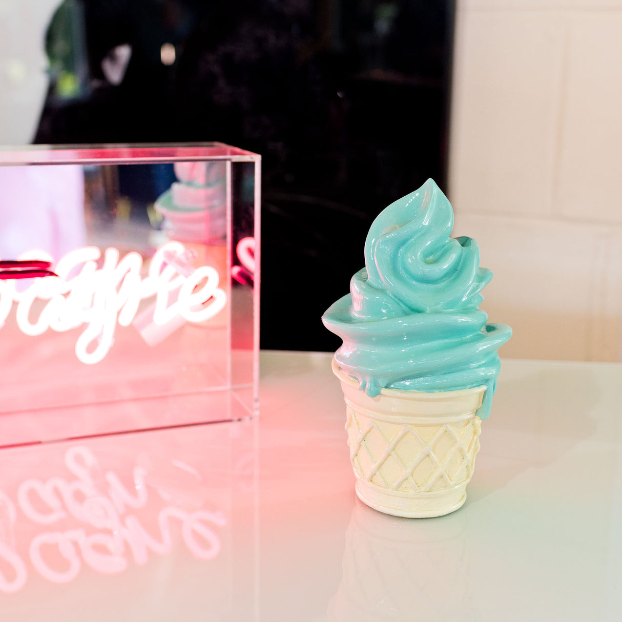 Whipped Dream Mint Ice Cream Cone Sculpture