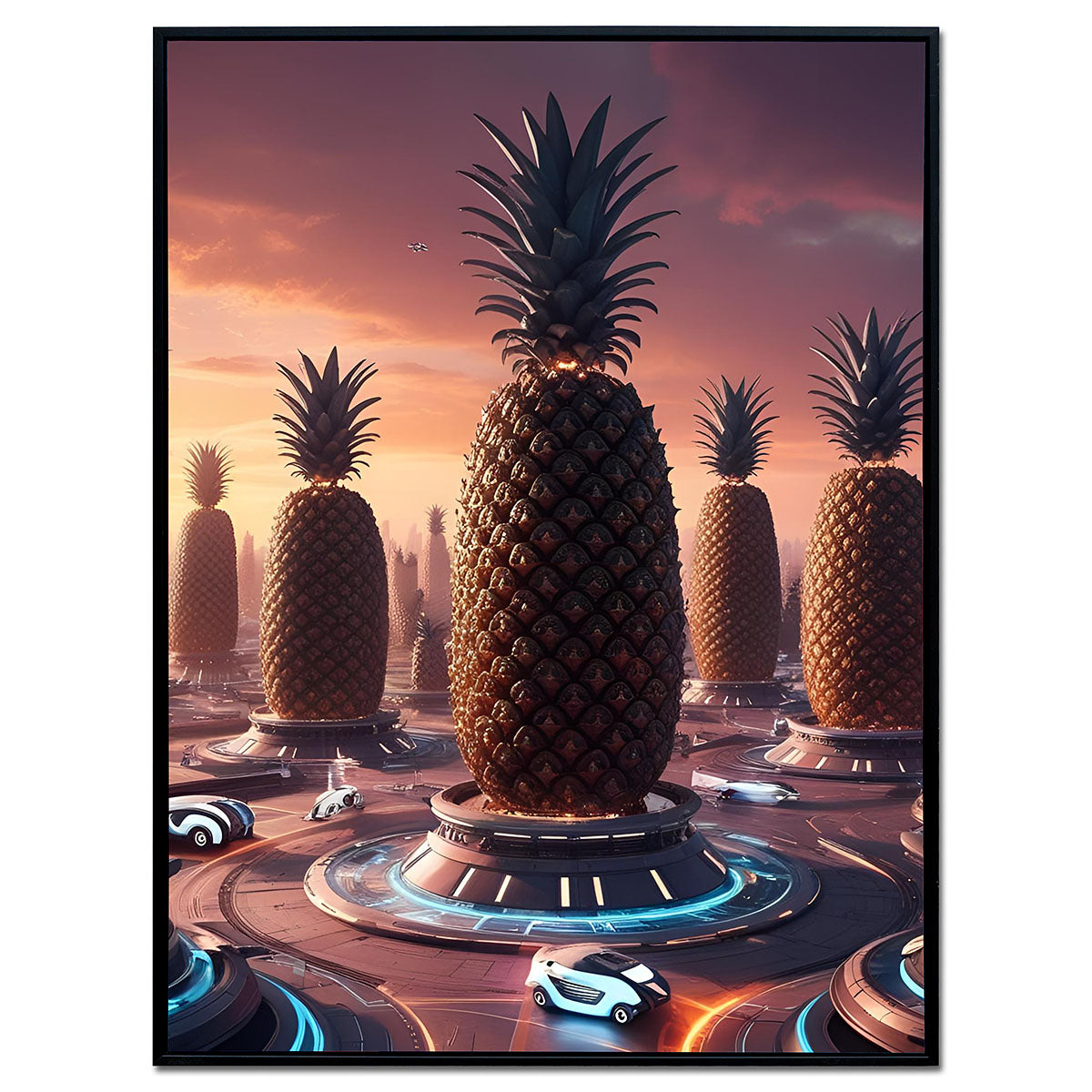 Neo-Pineapolis – Framed Wall Art (113cm x 85cm)