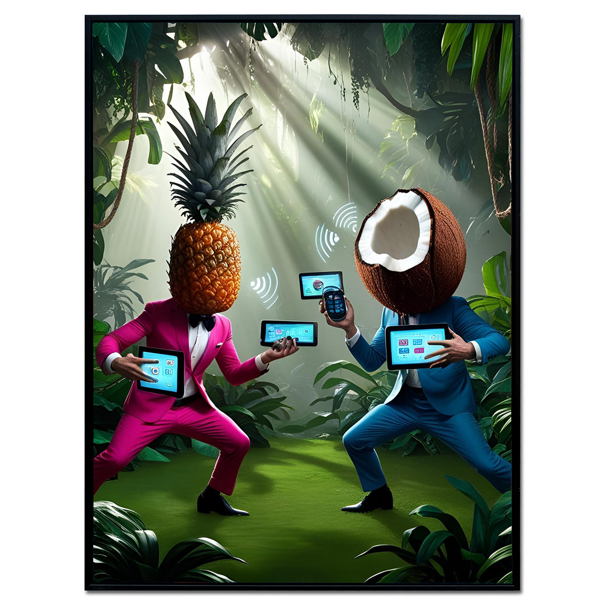 Tropical Tech Duel – Framed Wall Art (113cm x 85cm)