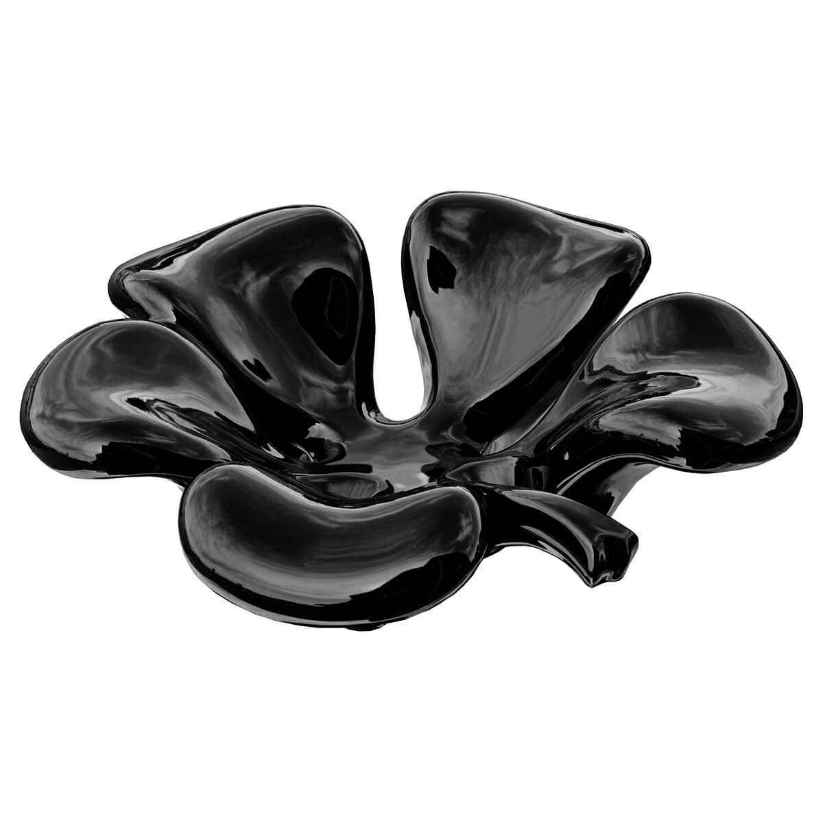5-Leaf Clover Black Ceramic Fruit Bowl