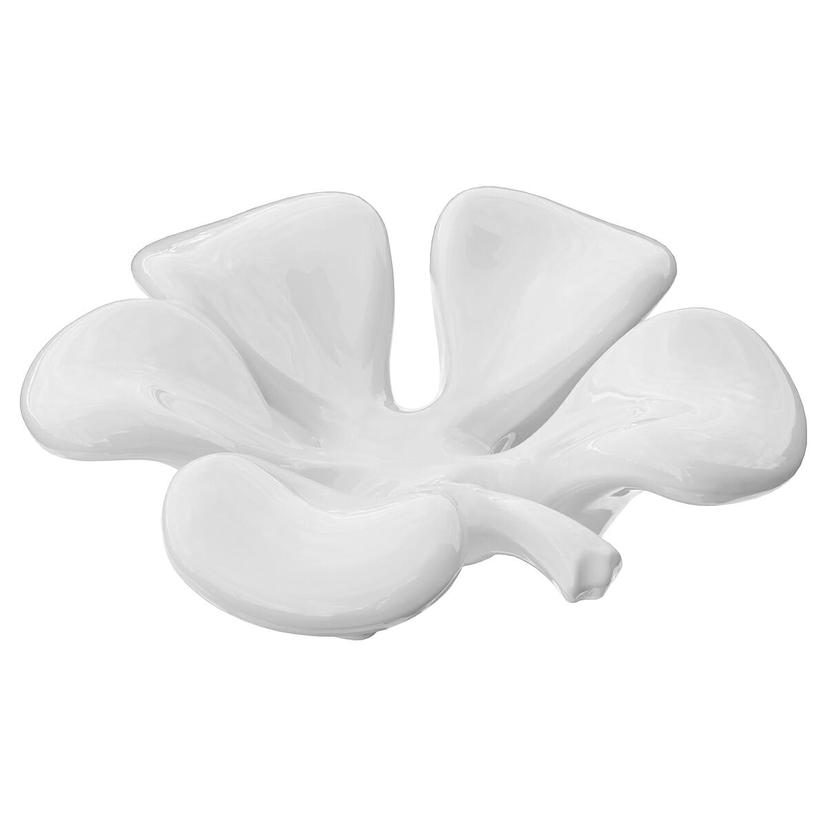 5-Leaf Clover White Ceramic Fruit Bowl