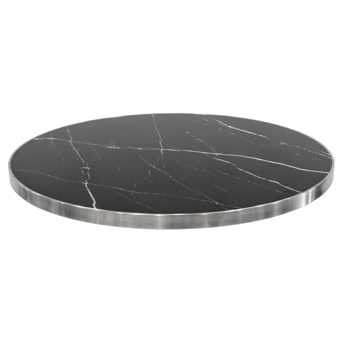 Marble Effect Ceramic Table Top with Silver Edge