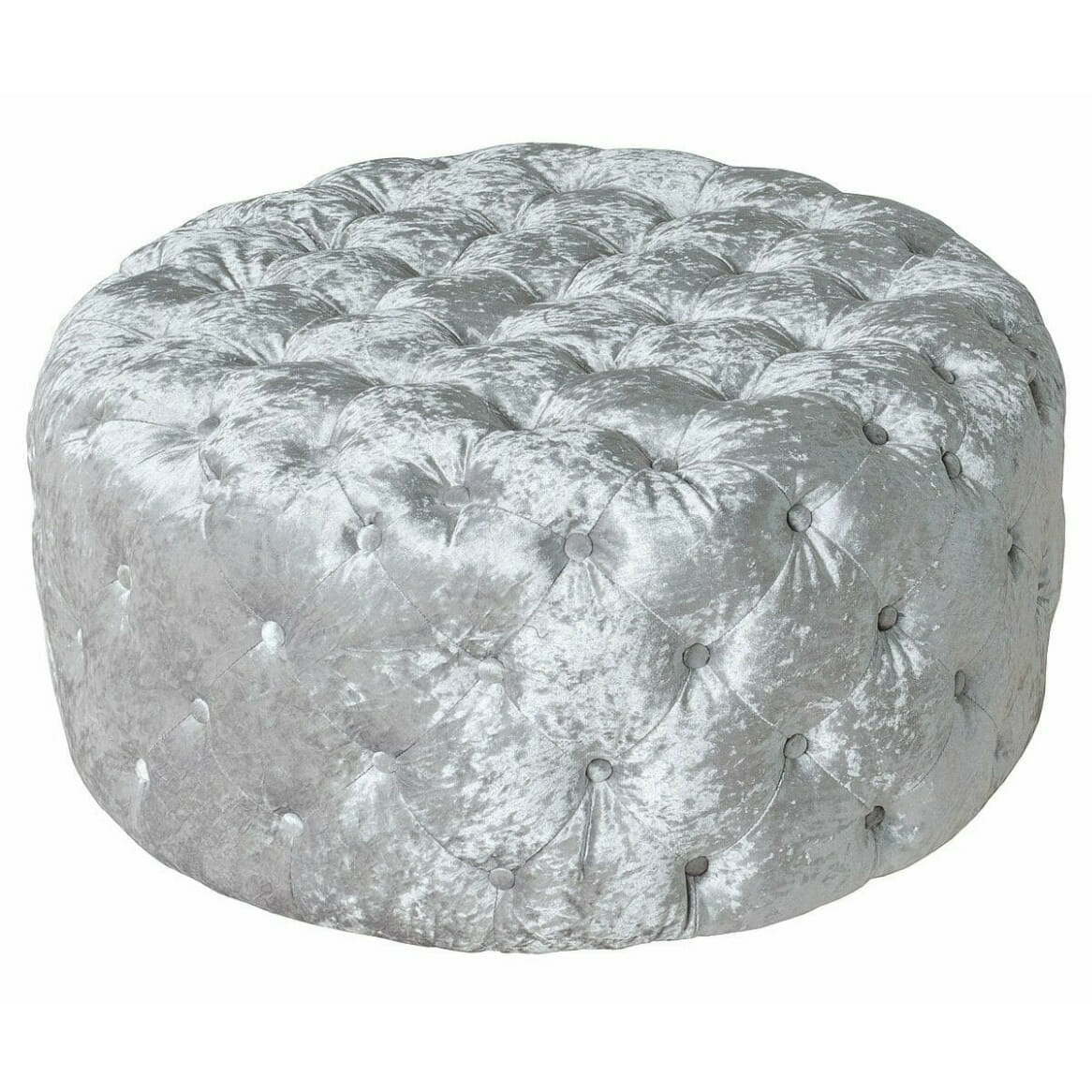 Silver Crush Round Fabric Pouffe