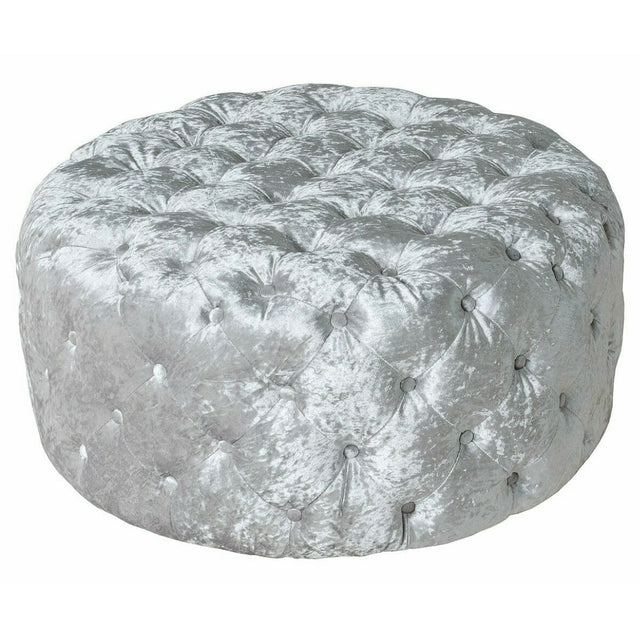 Silver Crush Round Fabric Pouffe