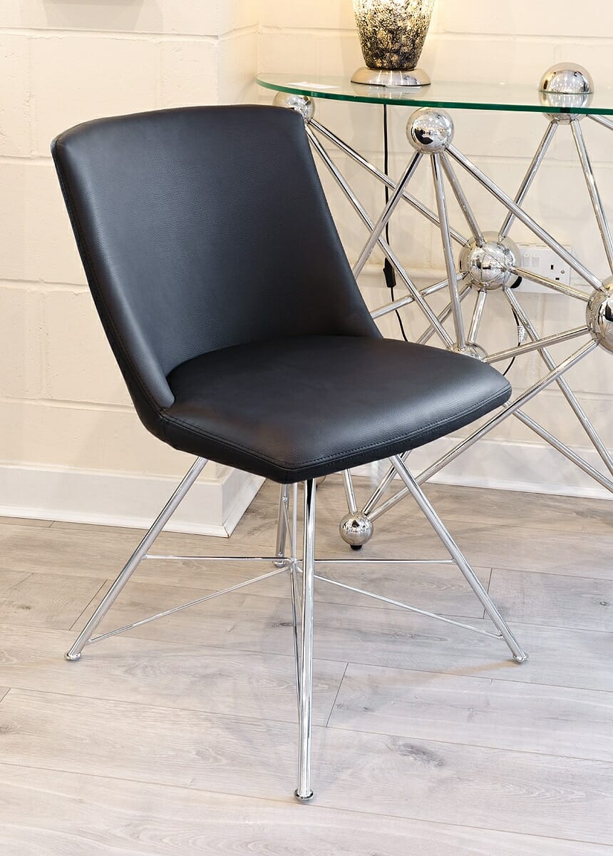 Black Faux Leather Curved Dining Chair