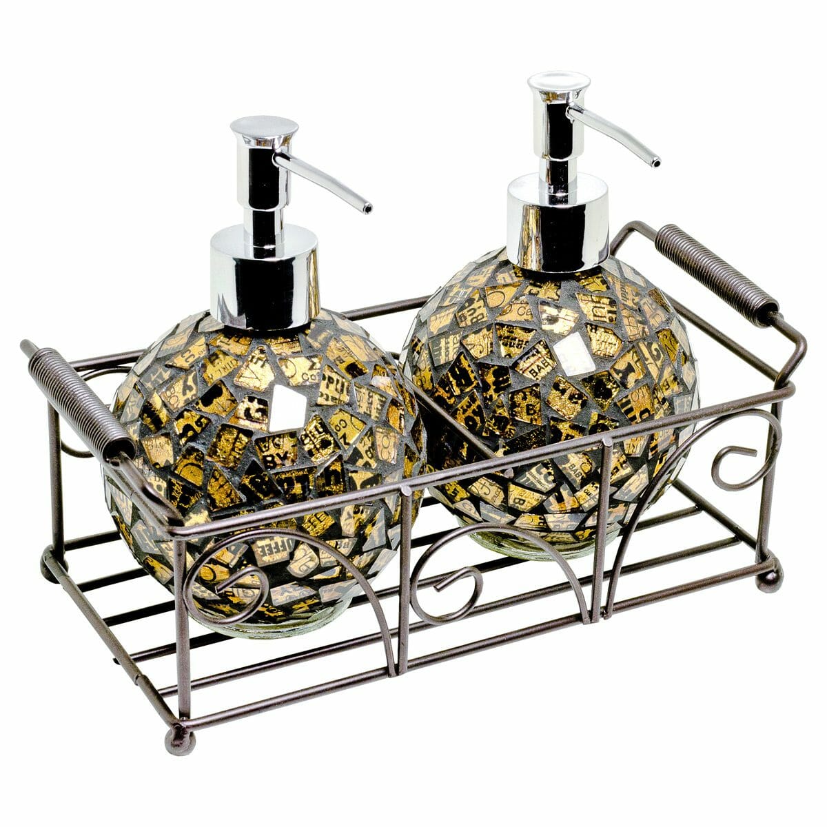 Mosaic Glass Round Soap Dispensers (Set of 2)