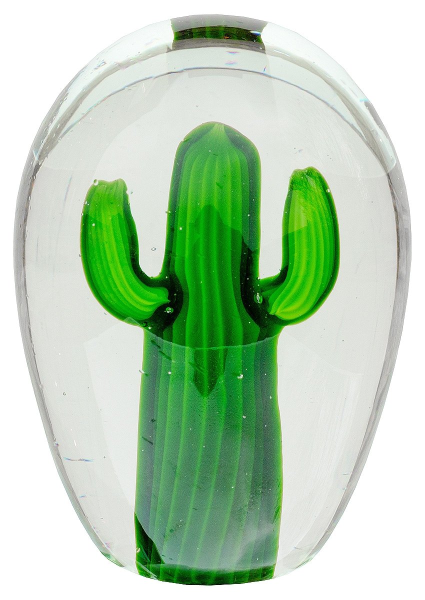 Blown Glass Bright Green Cactus