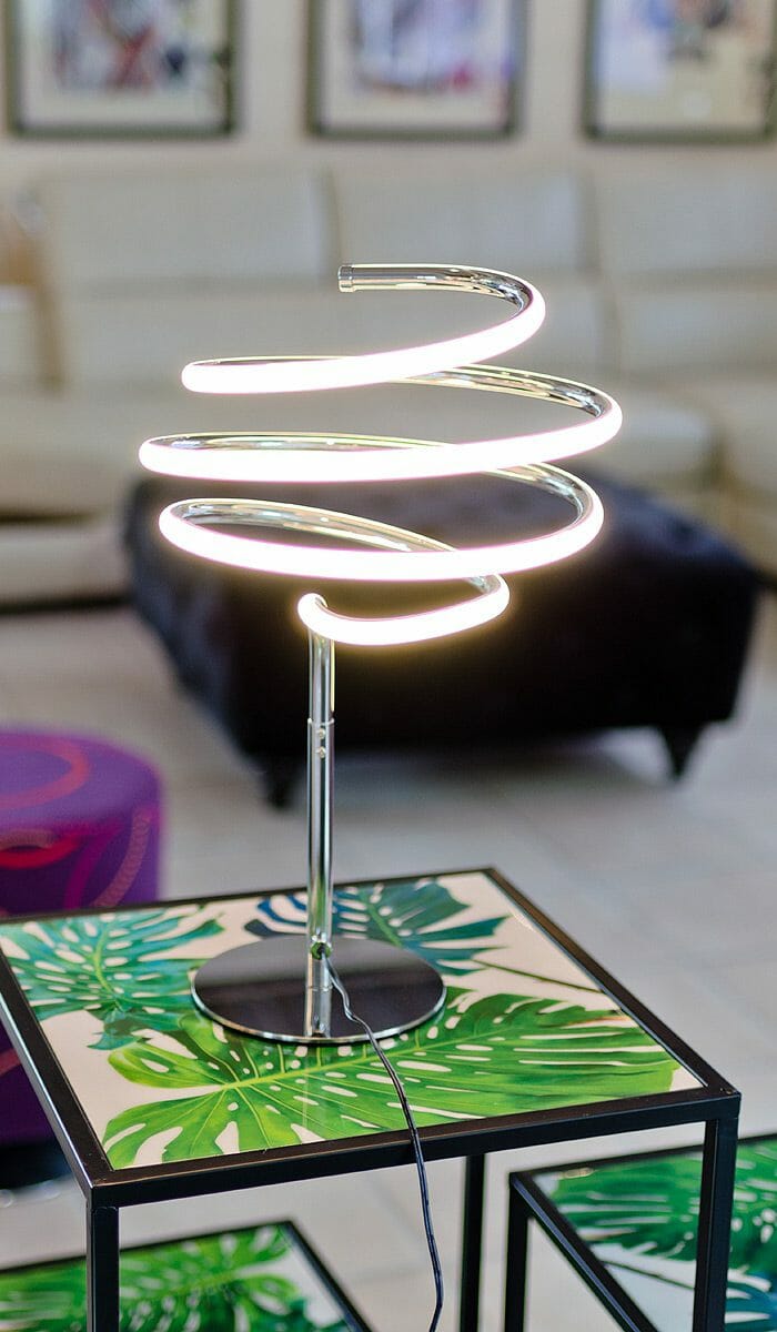 Silver Spiral LED Table Lamp
