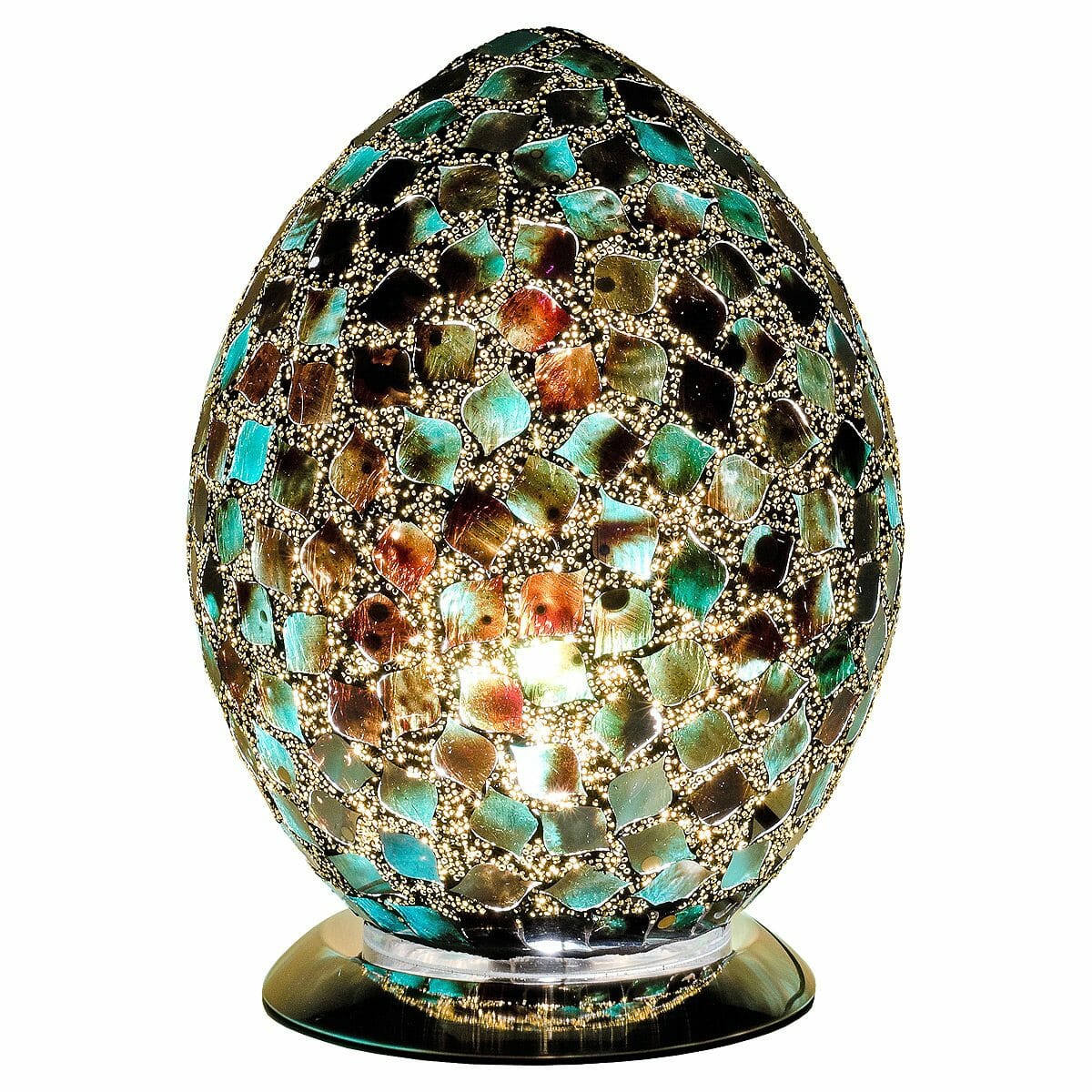 Peacock Green Mosaic Egg Lamp