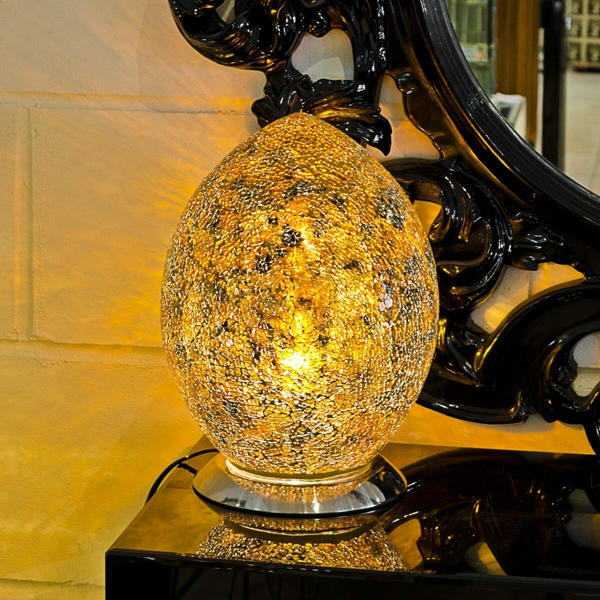 Yellow Mosaic Egg Lamp