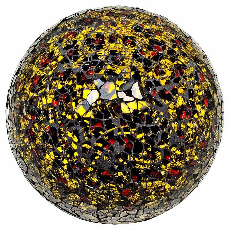 Mosaic Glass Ball - Yellow and Red