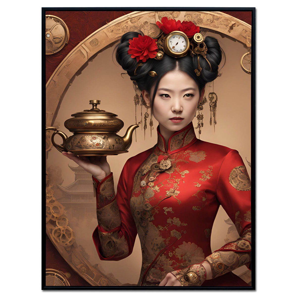 Tea Ceremony Elegance - Framed Wall Art (113cm x 85cm)