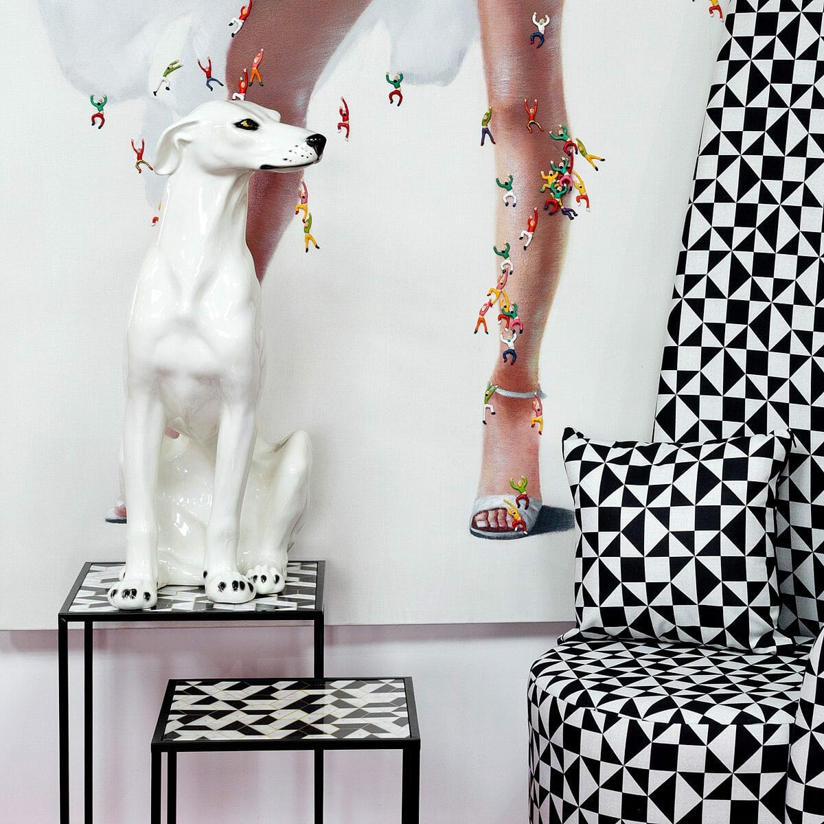 White Porcelain Greyhound Dog Statue - Boxer Ceramiche