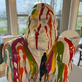 Paint Dripped Gorilla Monkey Sculpture White