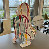 Paint Dripped Gorilla Monkey Sculpture White