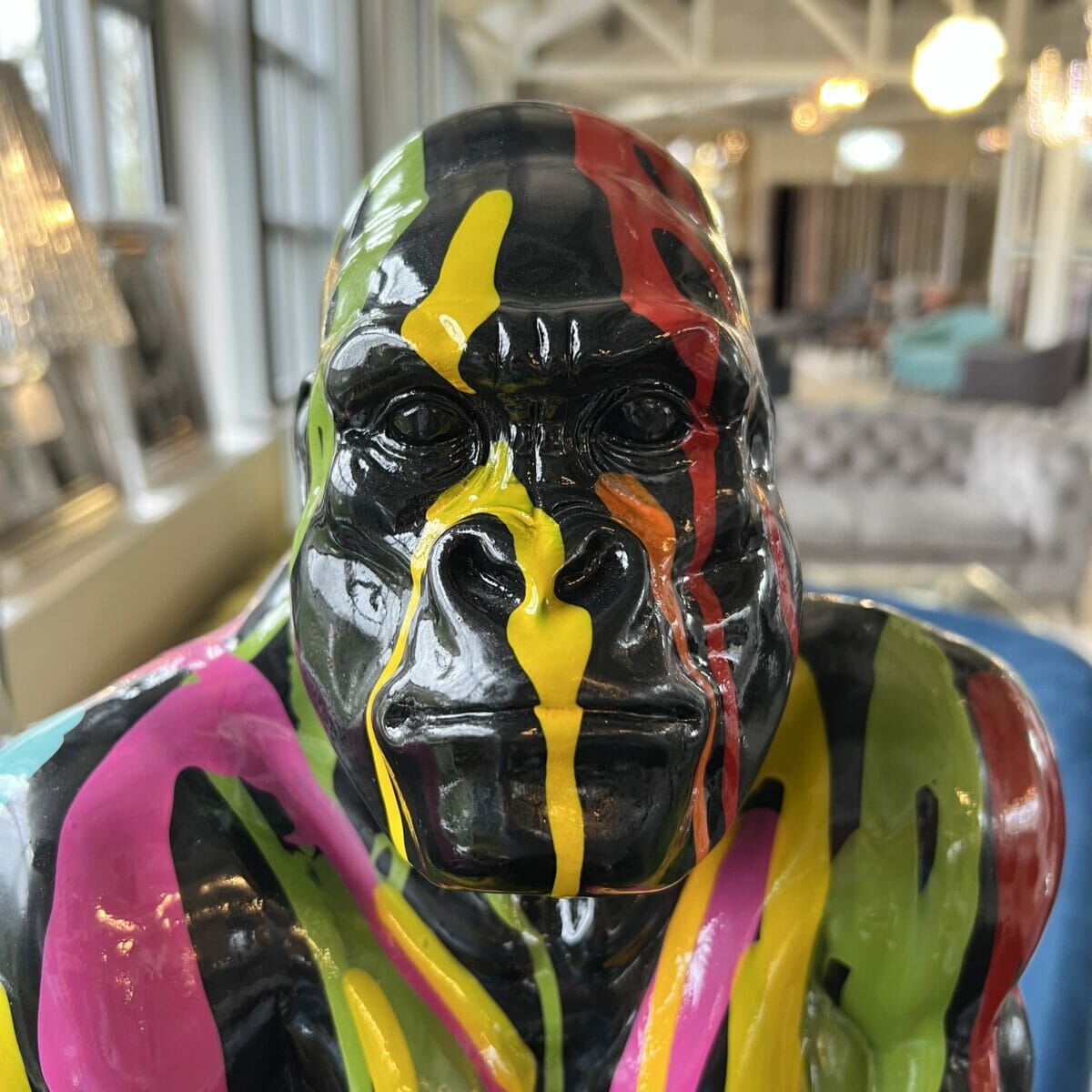 Paint Dripped Gorilla Monkey Sculpture