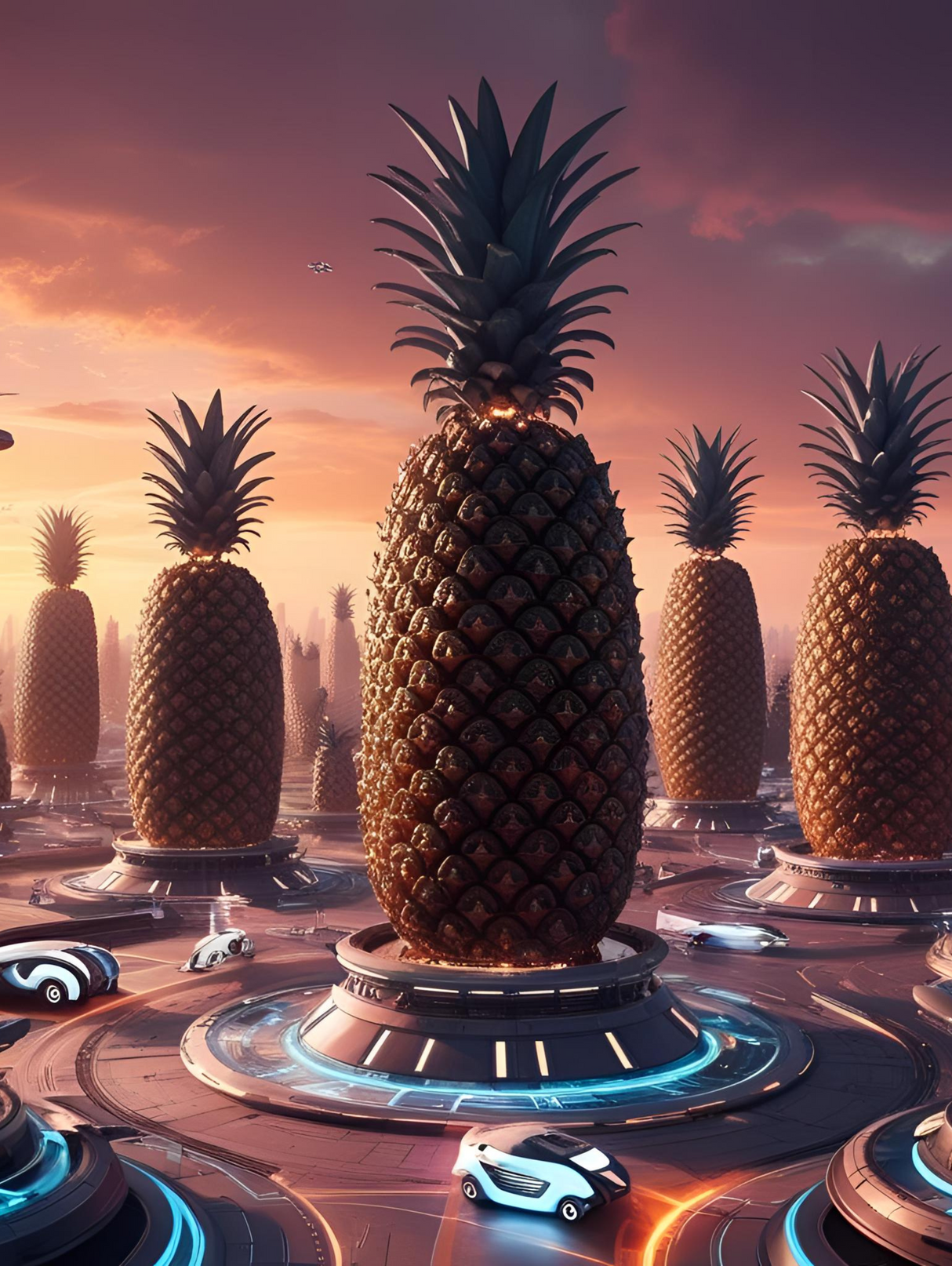 Neo-Pineapolis – Framed Wall Art (113cm x 85cm)