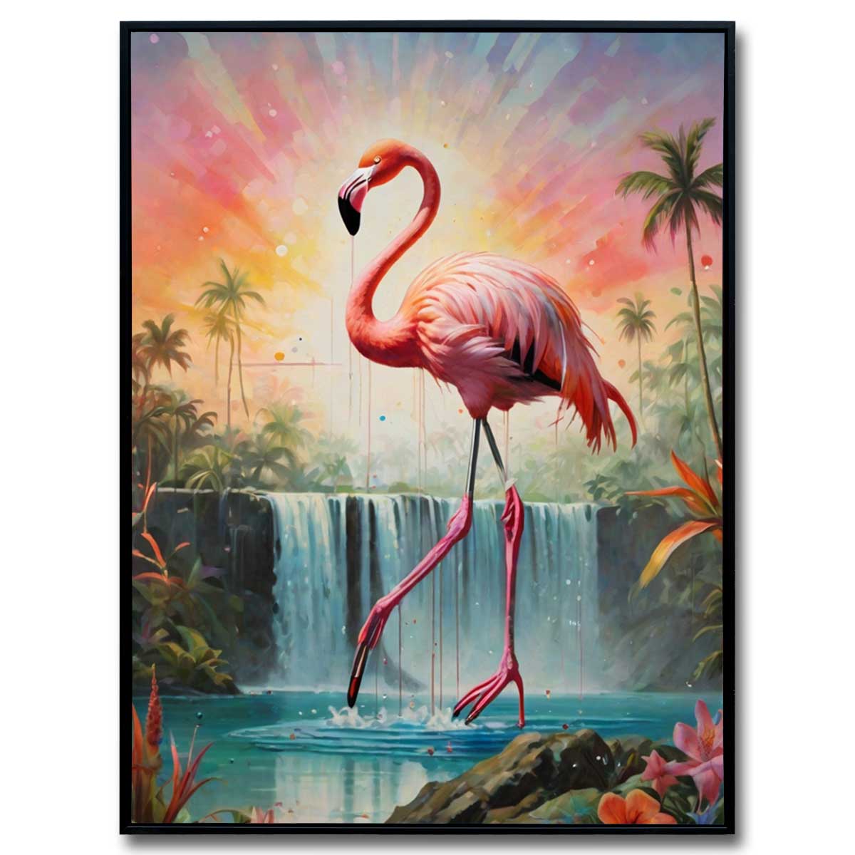 "Balancing Flamingo" – Velvet Wall Art – 113cm x 85cm