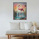 "Balancing Flamingo" – Velvet Wall Art – 113cm x 85cm