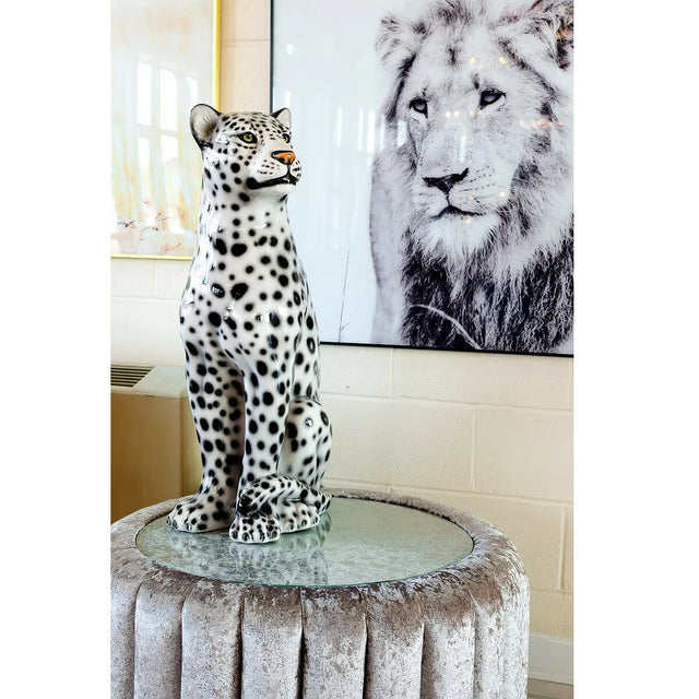 Black and White Porcelain Leopard Statue