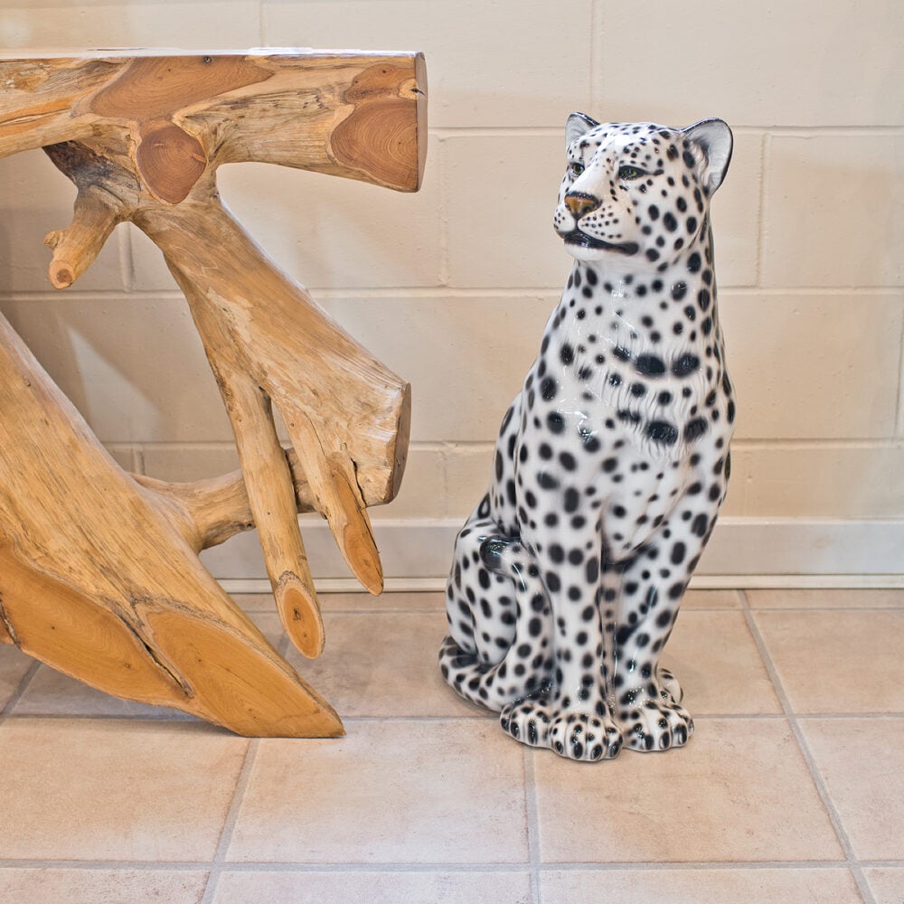 Ceramic Snow Leopard Statue Medium - Boxer Ceramiche