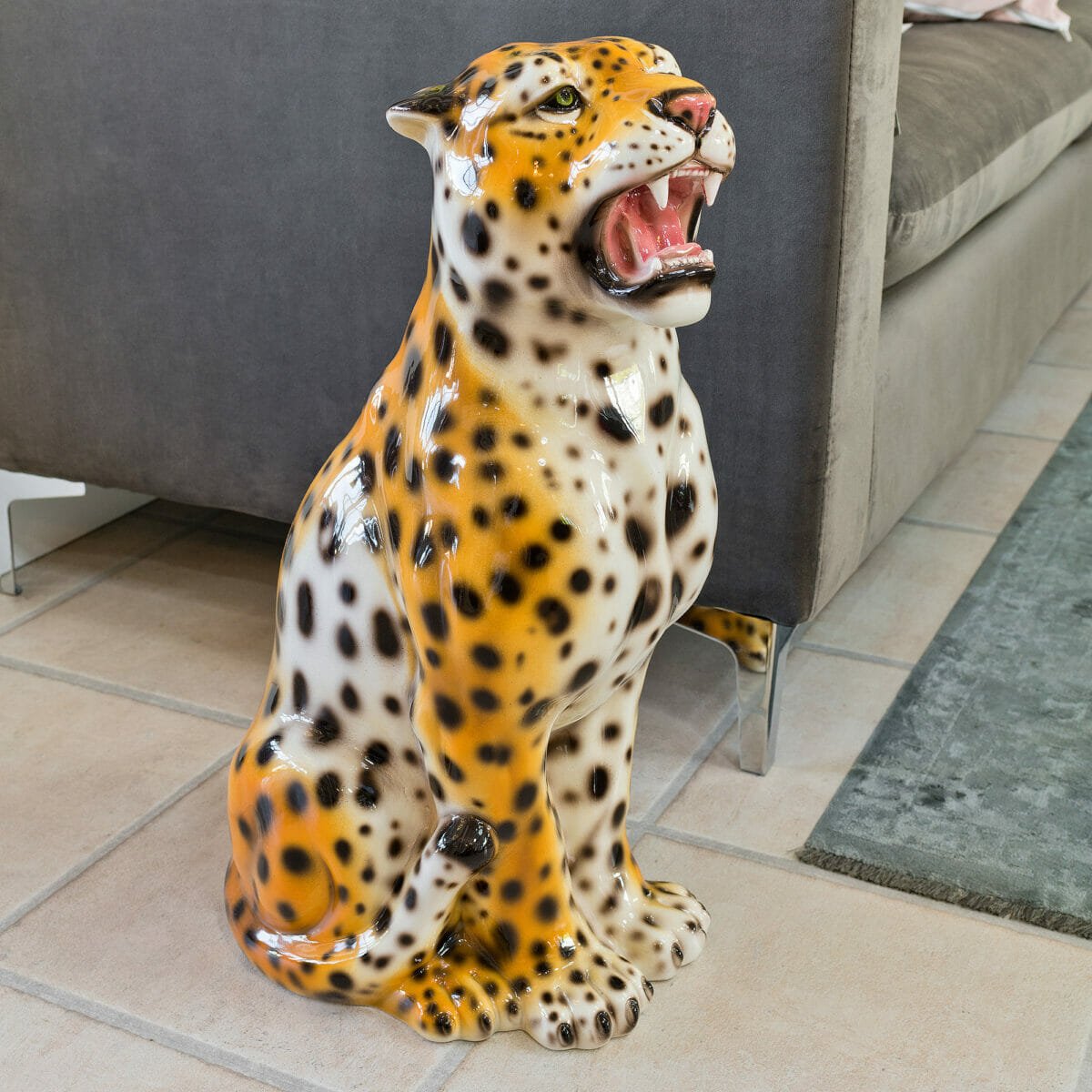 Porcelain Sitting Leopard Cub Statue - Boxer Ceramiche – Febland