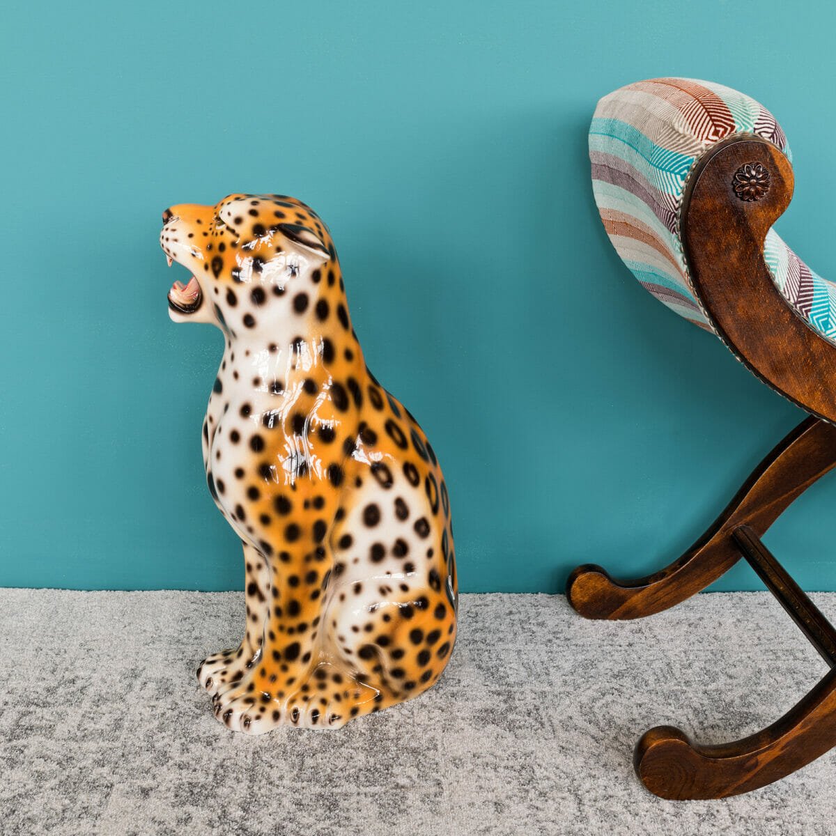Porcelain Sitting Leopard Cub Statue - Boxer Ceramiche – Febland